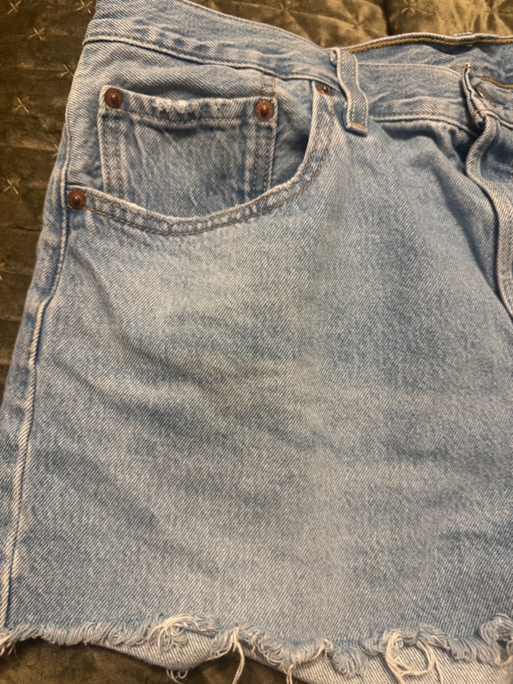 Levi's Light Wash Denim Cutoff Shorts 501 W33